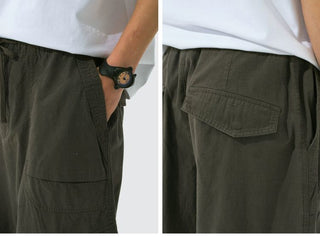 [Monterest] Grid Cotton Drawstring Paratrooper Pants