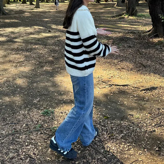 Half-zip striped knit