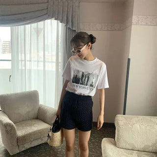 Cable knit shorts