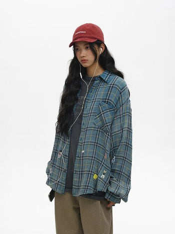 [MASONPRINCE] Gradient Distressed Shirt