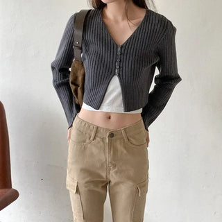 Ribbed Cropped Cardigan