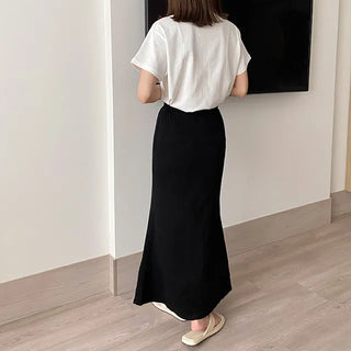 mue ribbed slit skirt