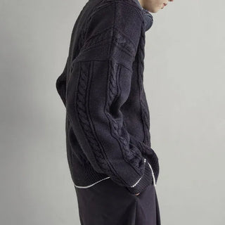 Cable knit unisex cardigan