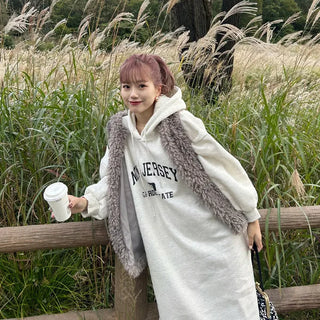 Fleece-lined hooded dress