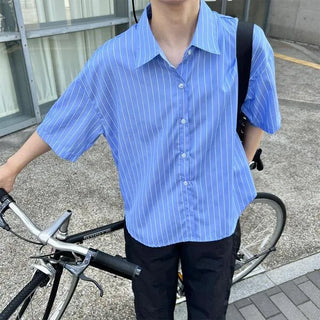 Half-sleeve striped shirt