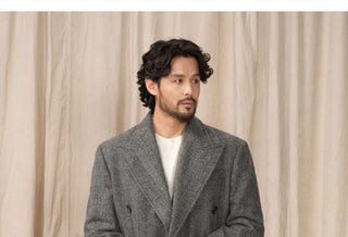 [CULTUM] Heavyweight Wool Herringbone Polo Coat