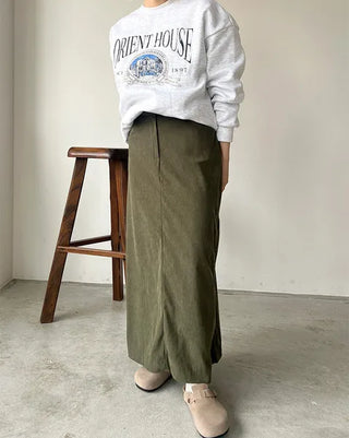 Corduroy A-line skirt