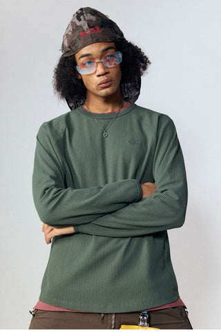[Monterest] Waffle Knit Drop Shoulder Long Sleeve Tee