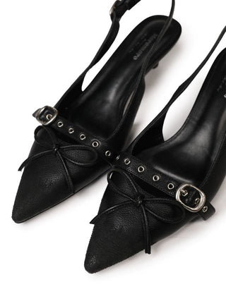 [moromoro2] Leather Bowknot Sandals