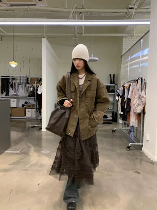 [NeverSeez] Pleated Layered Mesh Cami Dress