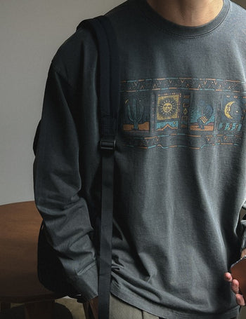 [Long Sleeve] Ethnic Inca Printed Tee (3 colors)