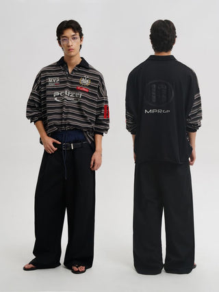 [MASONPRINCE] Striped Long Sleeve Polo