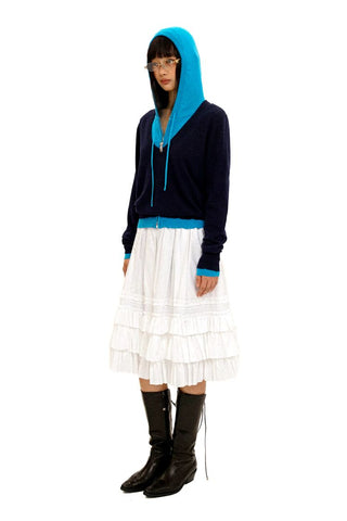 [Moromoro2] Patchwork Distressed Layered Hooded  Sweater