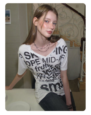 [NECY] Original Letter Stud Slim Line T