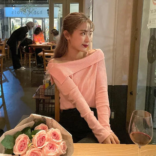 Asymmetrical Color Ribbed Pullover