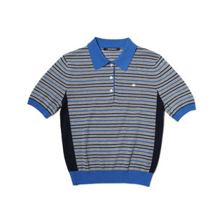 [Moromoro2] Tencel Linen Blend Striped Polo Knit  Top