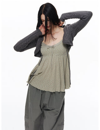[NECY] Cozy Cable Ribbon Tie Bolero Cardigan (2color)