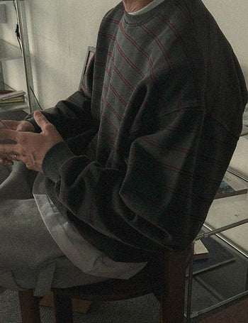 Vintage Washed Striped Fleece Sweatshirt (3 colors)
