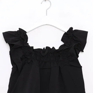 Frilled short-sleeved blouse