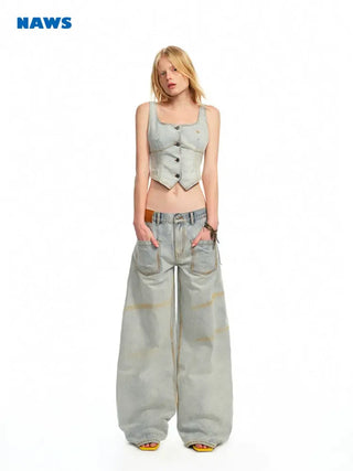 [NOTAWEAR] Ceramic Washed Stretch Denim  Vest