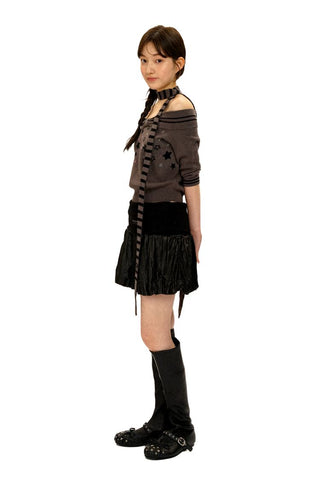 [Moromoro2] Off-Shoulder Star Rhinestone Knit  Top