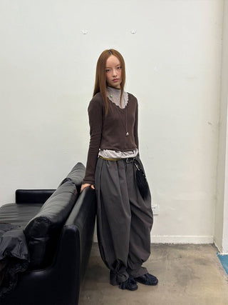 [NeverSeez] Pleated Wide-Leg Pants