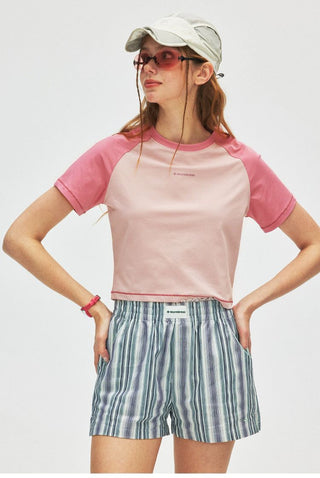 [Monterest] Raglan Sleeve Color Block Slim Fit Tee