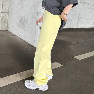 Colored straight denim pants