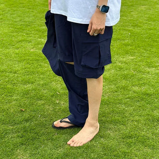 2-Way Drawstring Half & Long Cargo Pants