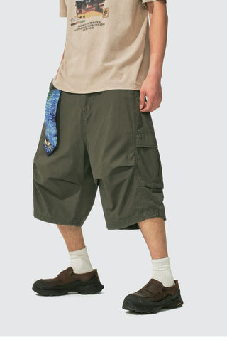 [Monterest] Washed Cotton Cropped Cargo Shorts