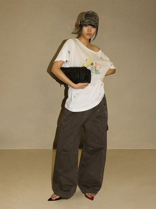 [MASONPRINCE] Turtle Print Rhinestone Cotton Tee
