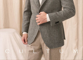 [CULTUM] Wool Blend Herringbone Blazer