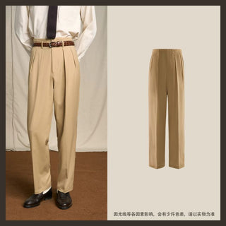 [CULTUM] Wool Blend Double Pleat Tapered Trousers