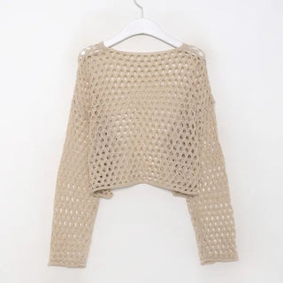 Net-knit cropped sweater