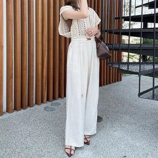 Belted linen slacks