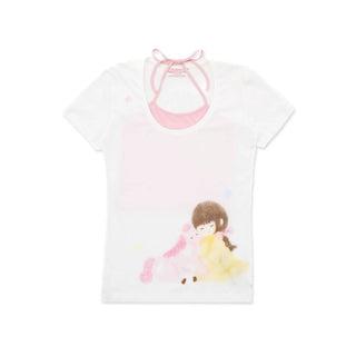 [Moromoro2] Girl & Horse Print Layered Tee  Set