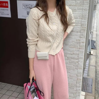 Cable crop cardigan