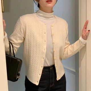 Fable Cropped Cable Knit Cardigan