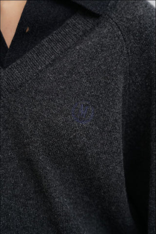 [MASONPRINCE] Faux Two-piece Polo Sweater