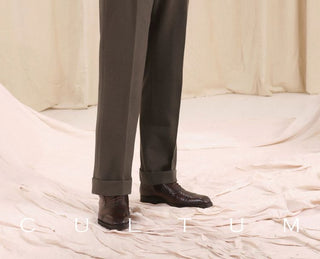 [CULTUM] Herringbone Brushed Pleated Trousers