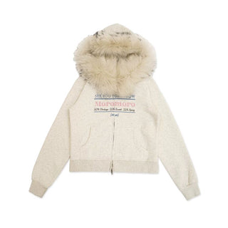 [Moromoro2] Fur Collar Hoodie & Flare Sweatpants  Set