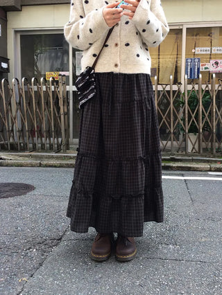 Tiered check skirt