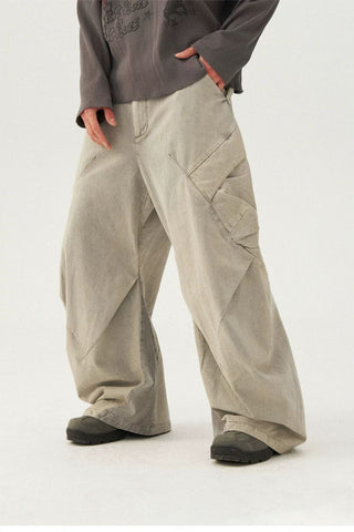 [Monterest] Washed Cotton Pleated Wide Leg Pants
