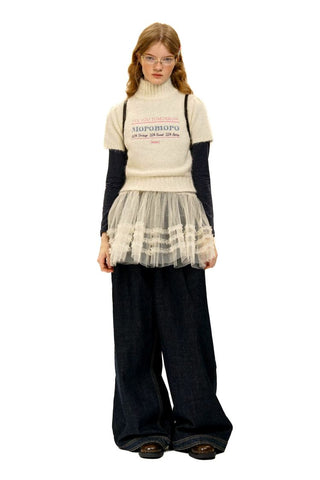 [Moromoro2] Layered Mesh Lace Camisole  Dress