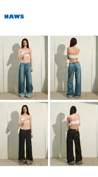 [NOTAWEAR] Beaded Fold Over Denim