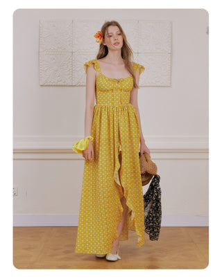 [NECY] Sunshine Dot Ruffle Chiffon Dress