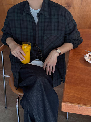 Rhythm Double-Layered Oversized Check Shirt