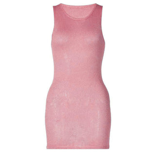 Sleeveless u neck knitted solid mini dress