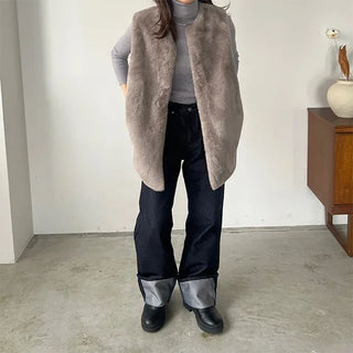 Roll-up low-rise denim pants