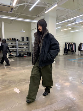 NEVERSEEZ Detachable Fur Collar Parka Jacket